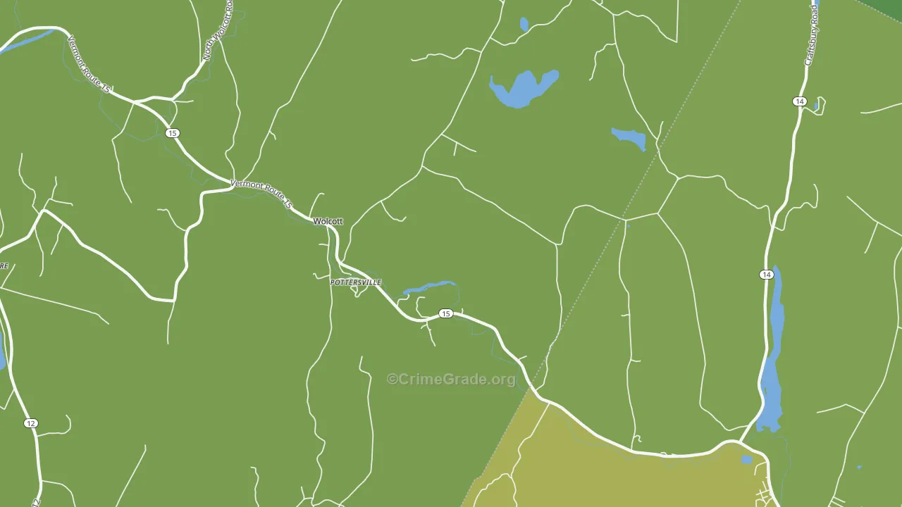 Pottersville, VT Map of Vehicle Theft Rates