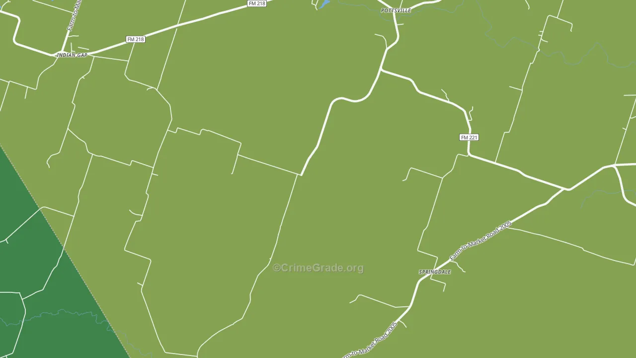 Pottsville, TX Map of Vehicle Theft Rates