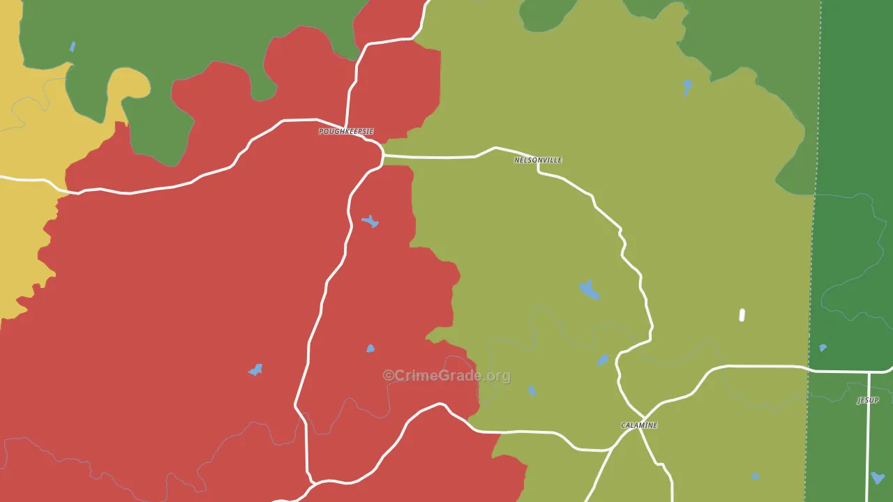 Poughkeepsie, AR Map of Vehicle Theft Rates