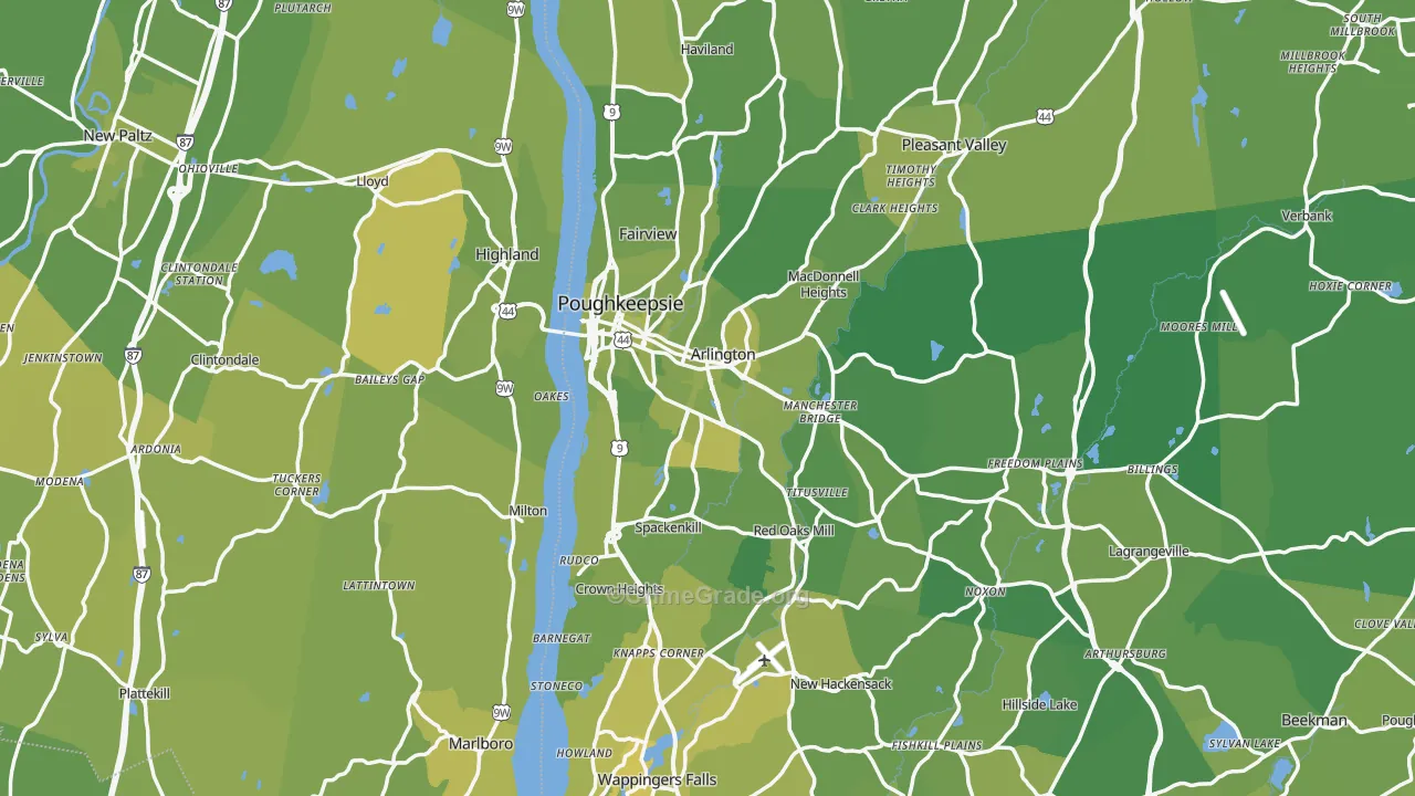 Poughkeepsie, NY Map of Vehicle Theft Rates
