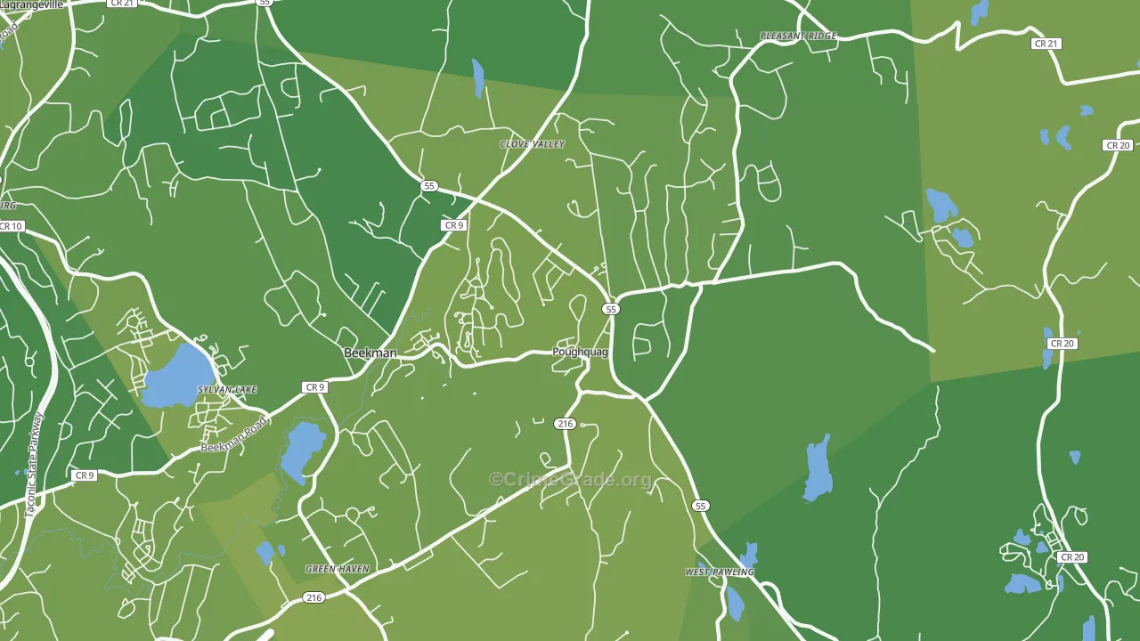 Poughquag, NY Map of Vehicle Theft Rates