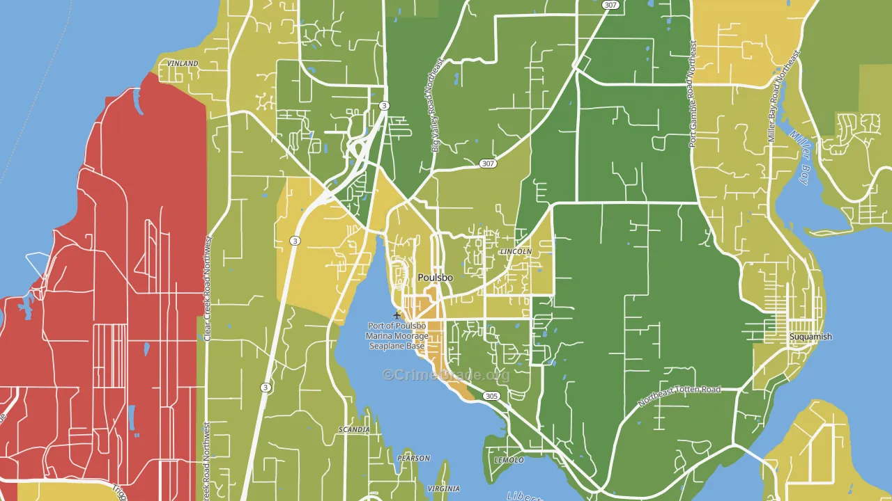 Poulsbo, WA Map of Vehicle Theft Rates