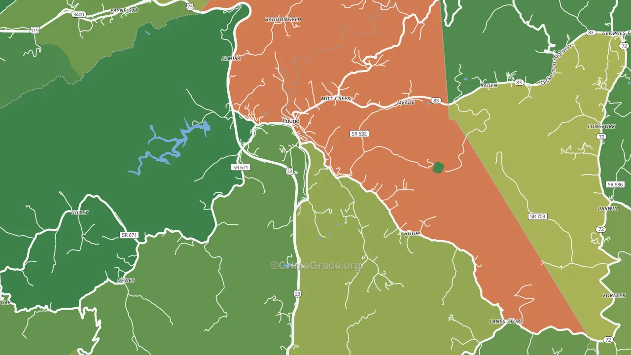 Pound, VA Map of Vehicle Theft Rates