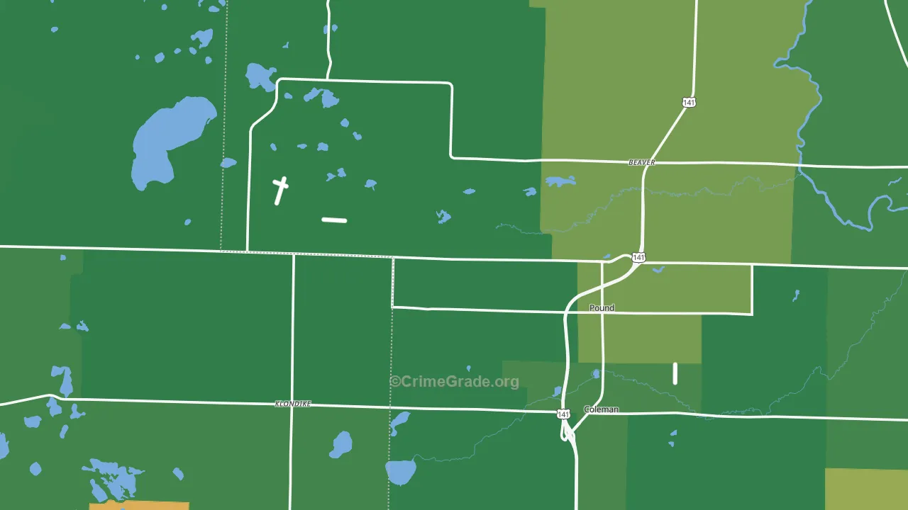 Pound, WI Map of Vehicle Theft Rates