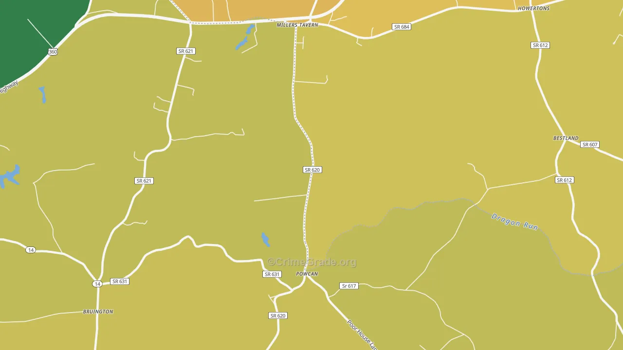 Powcan, VA Map of Vehicle Theft Rates