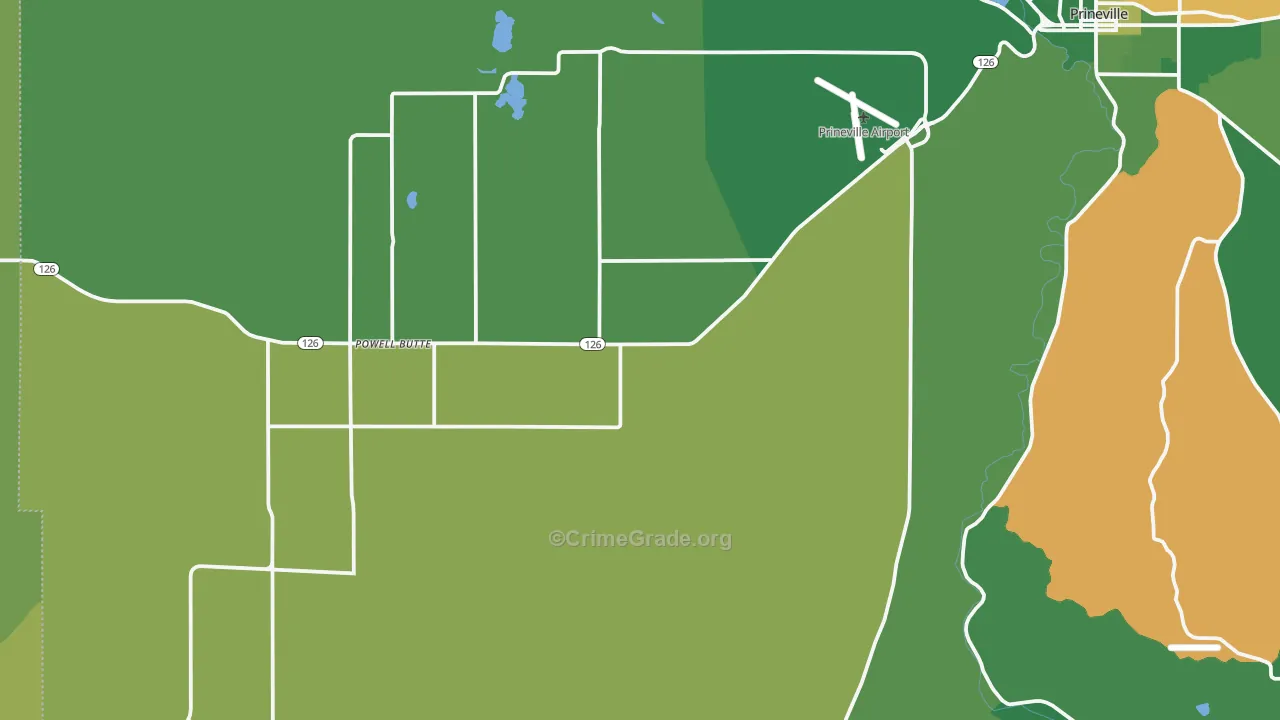 Powell Butte, OR Map of Vehicle Theft Rates