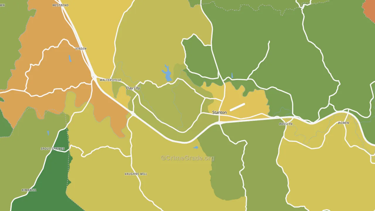 Powell County, KY Map of Vehicle Theft Rates