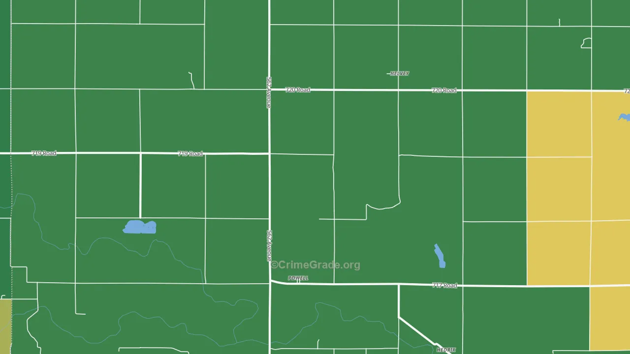 Powell, NE Map of Vehicle Theft Rates
