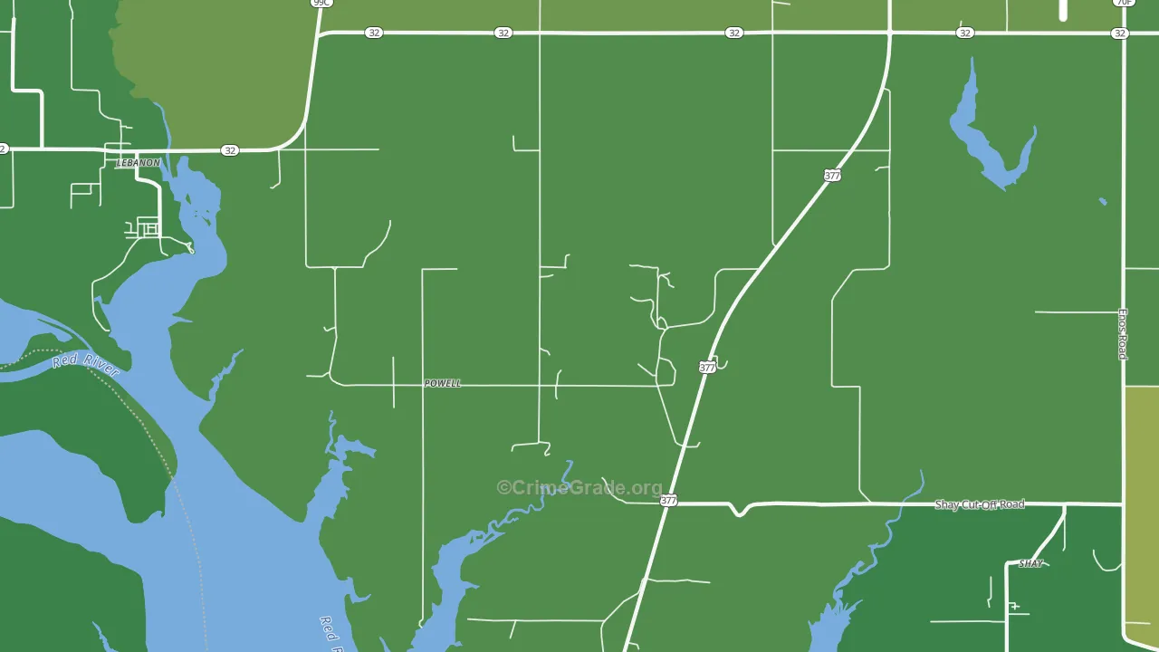 Powell, OK Map of Vehicle Theft Rates