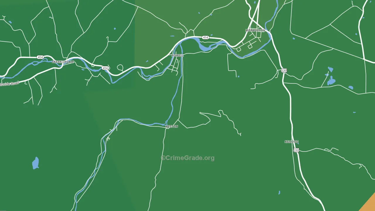 Powell, PA Map of Vehicle Theft Rates