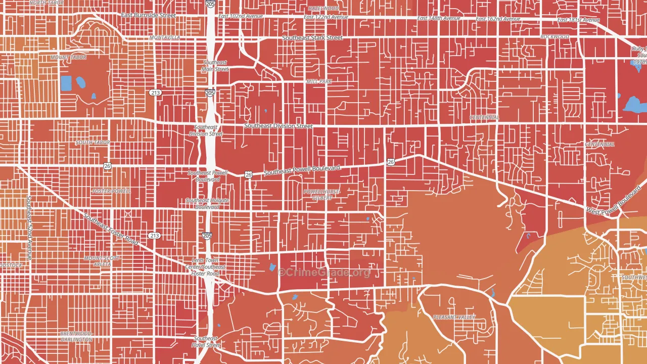 Powellhurst-Gilbert, Portland, OR Map of Vehicle Theft Rates