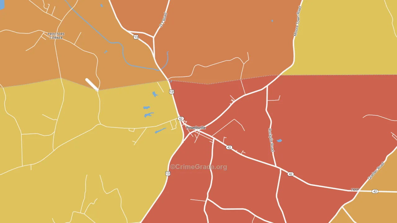 Powellsville, NC Map of Vehicle Theft Rates