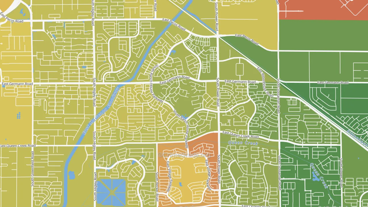 Power Ranch, Gilbert, AZ Map of Vehicle Theft Rates