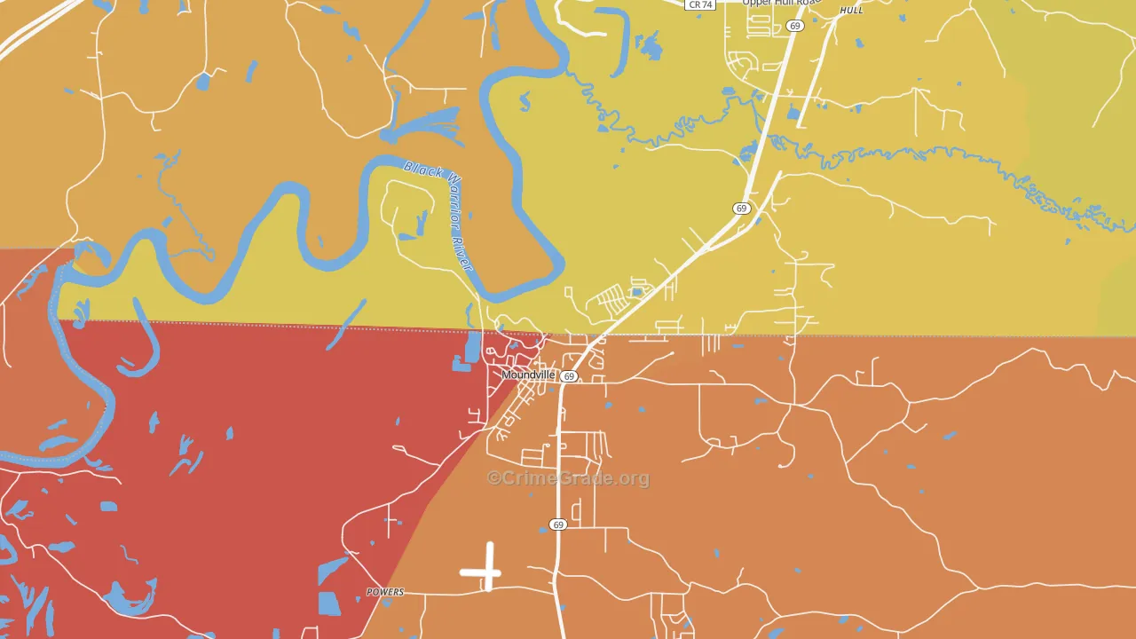 Powers, AL Map of Vehicle Theft Rates