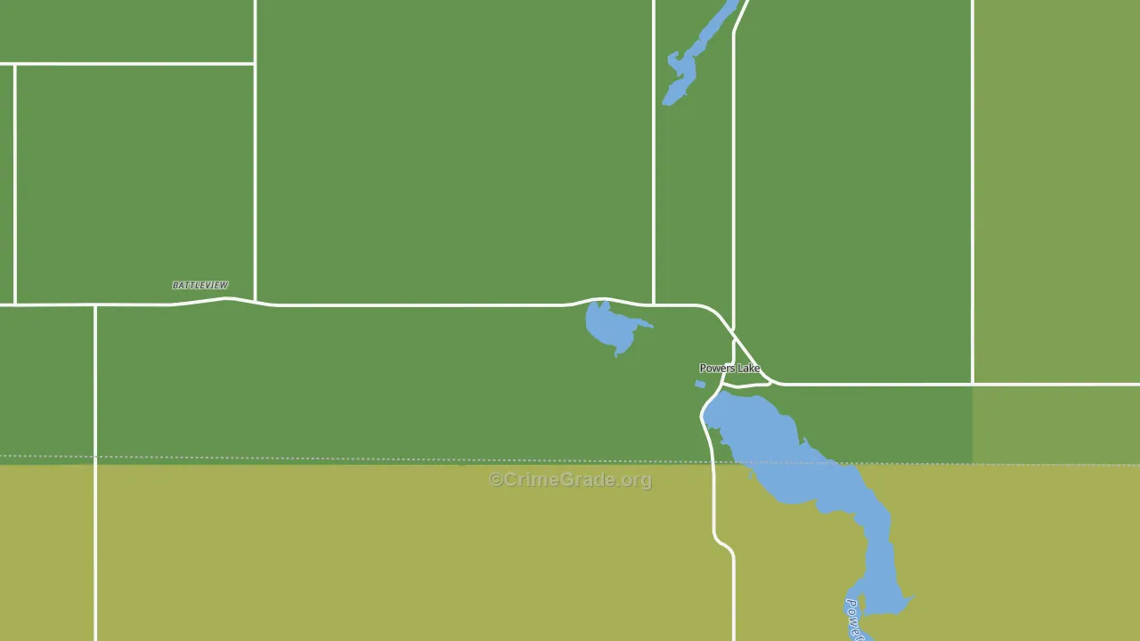 Powers Lake, ND Map of Vehicle Theft Rates