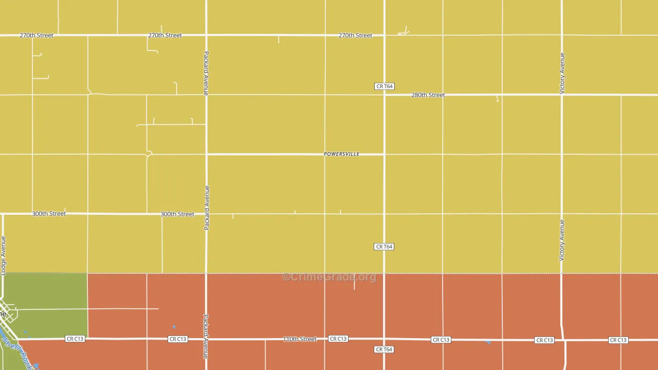 Powersville, IA Map of Vehicle Theft Rates