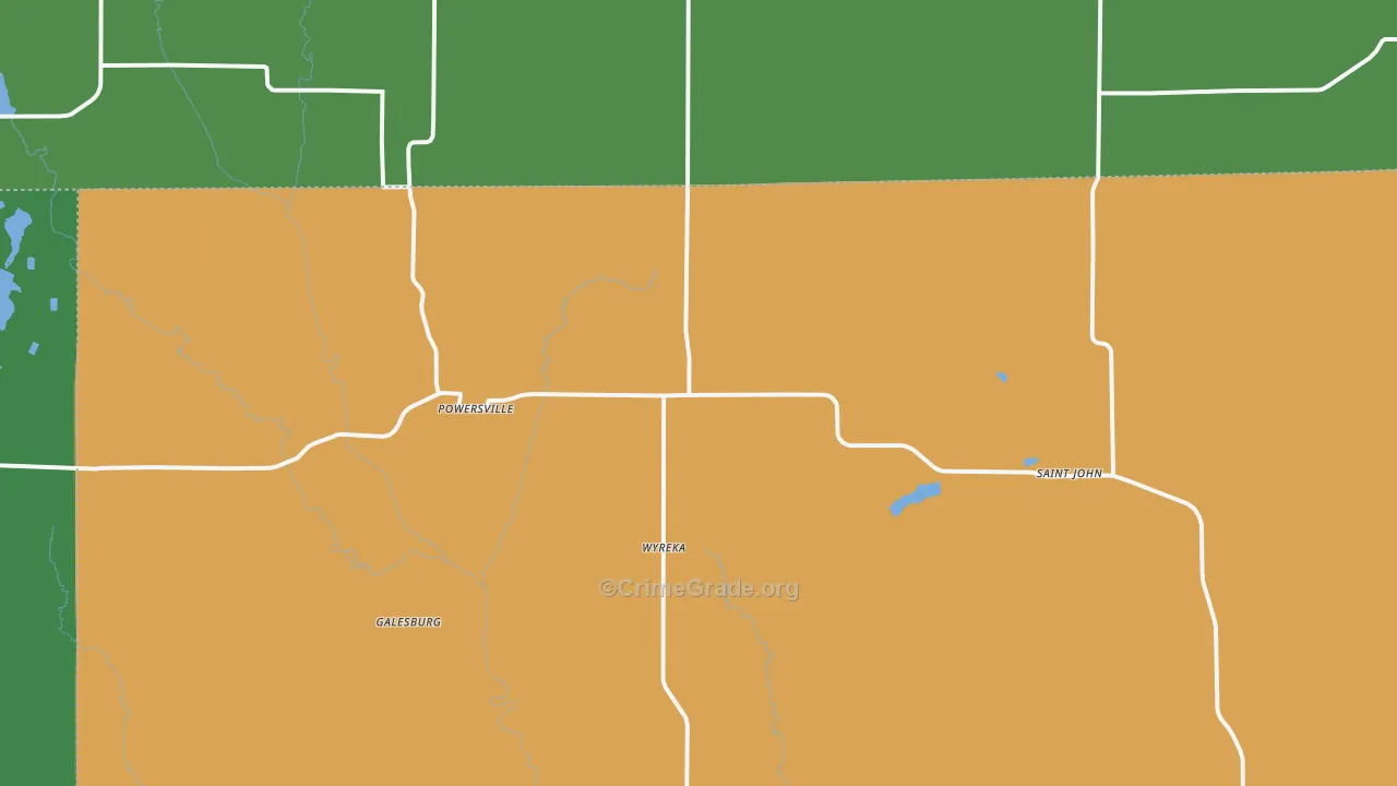 Powersville, MO Map of Vehicle Theft Rates