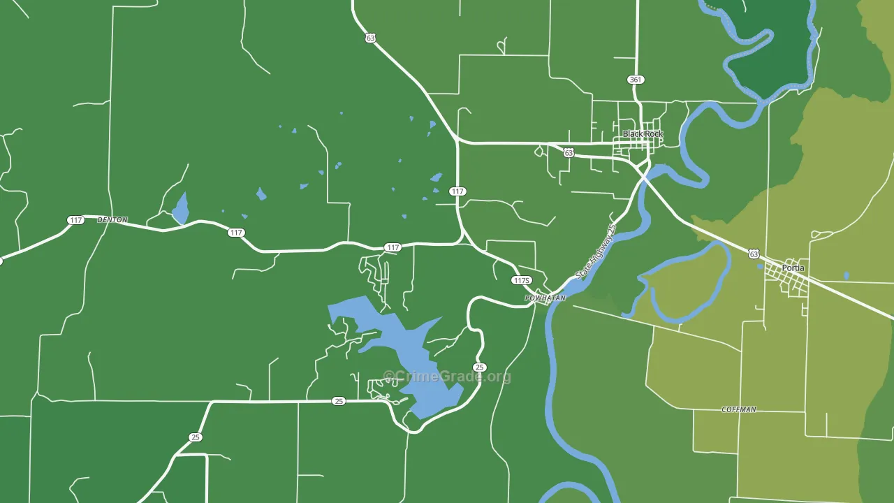 Powhatan, AR Map of Vehicle Theft Rates