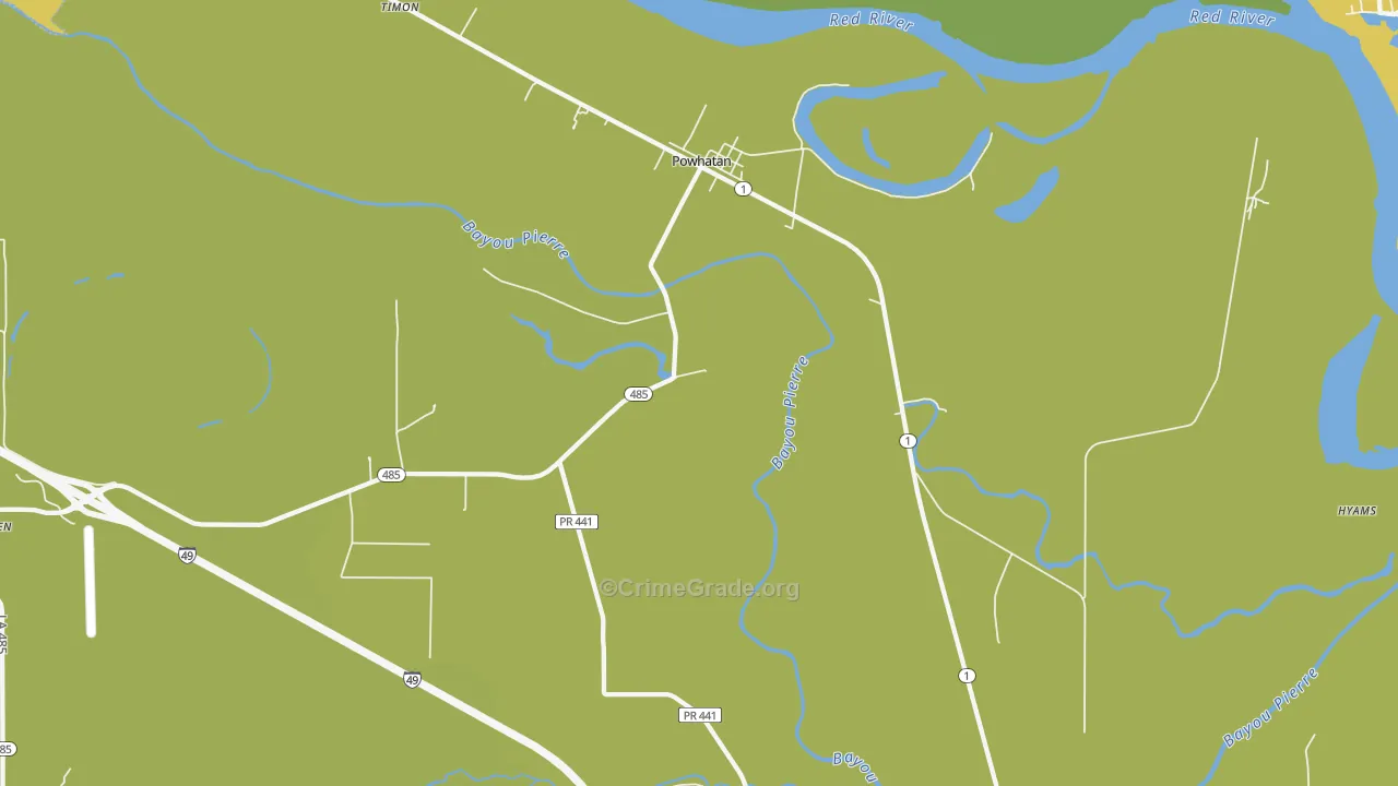 Powhatan, LA Map of Vehicle Theft Rates