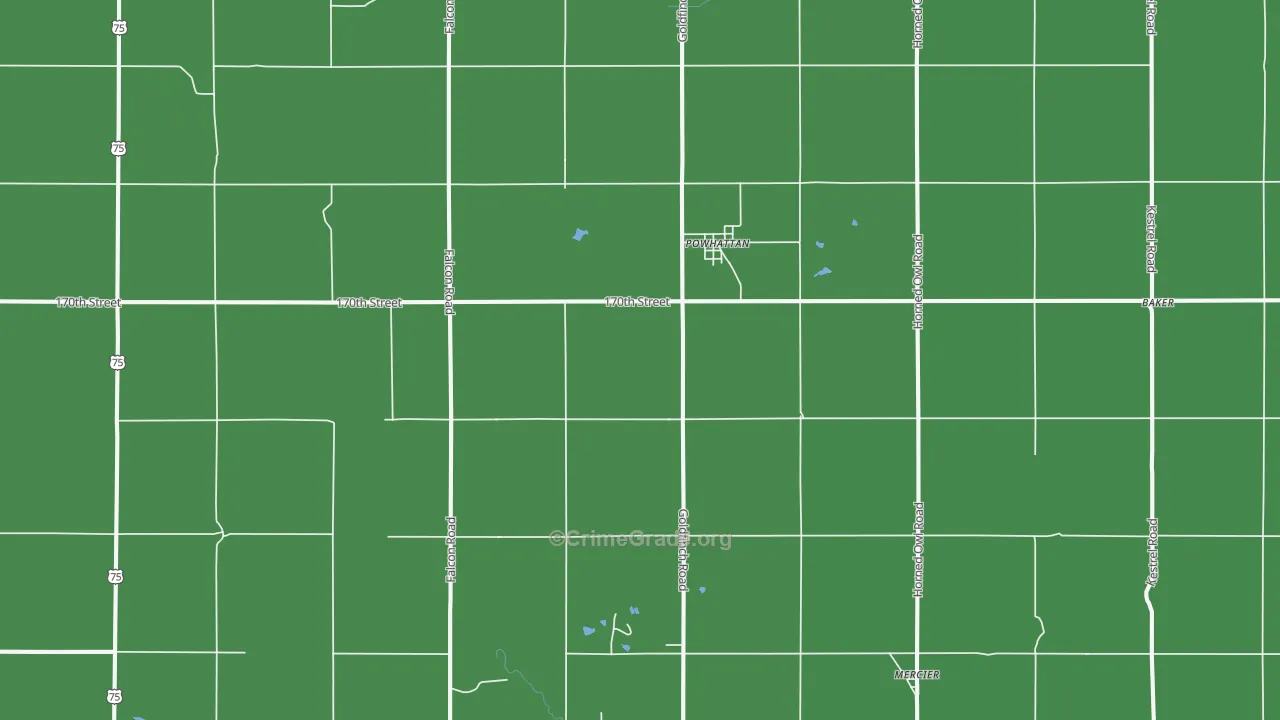 Powhattan, KS Map of Vehicle Theft Rates