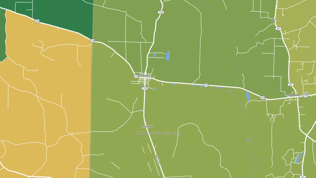 Poyen, AR Map of Vehicle Theft Rates