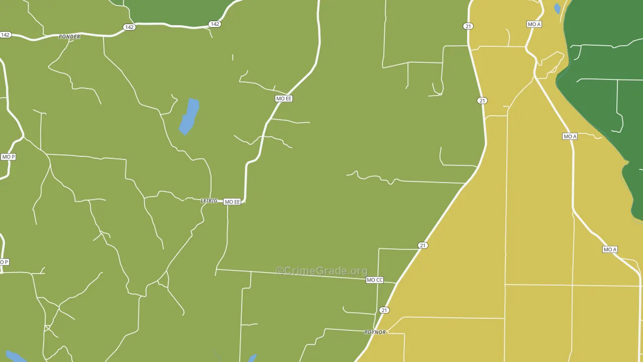 Poynor, MO Map of Vehicle Theft Rates