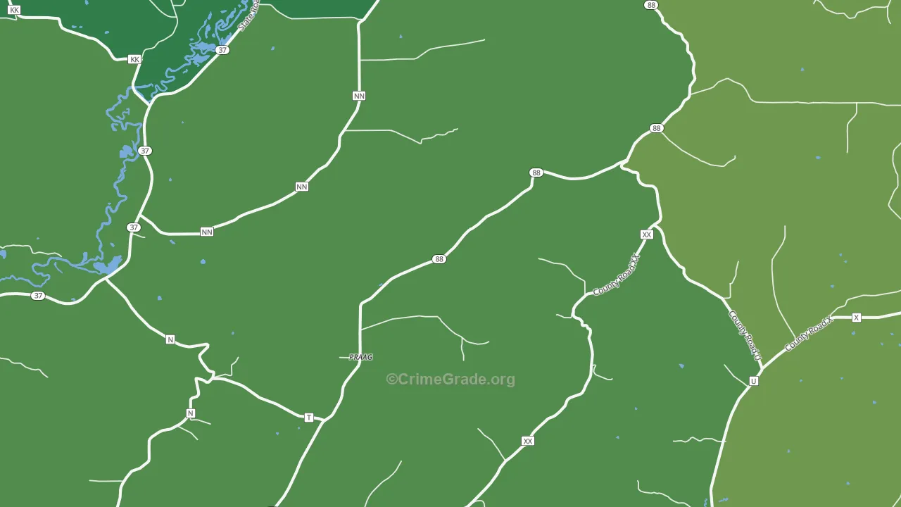 Praag, WI Map of Vehicle Theft Rates