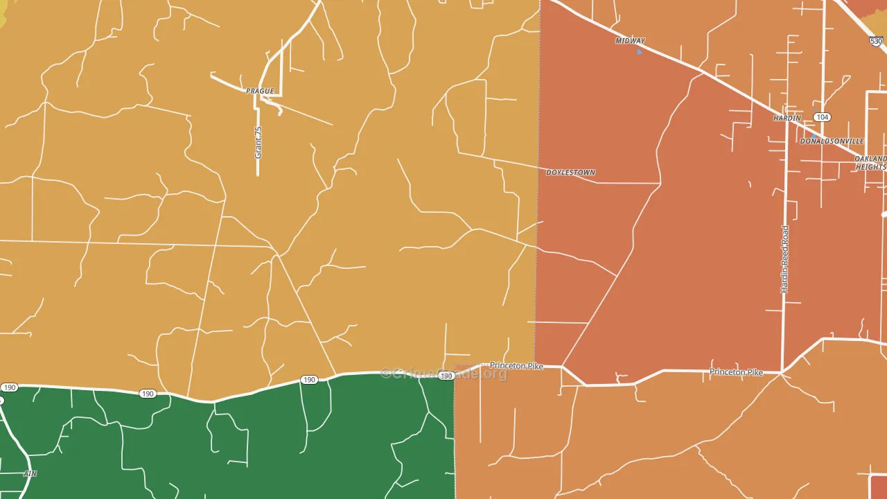 Prague, AR Map of Vehicle Theft Rates
