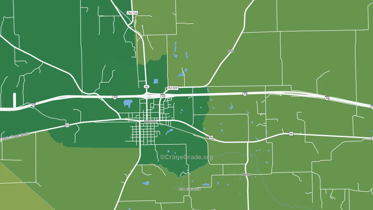 Praha, TX Map of Vehicle Theft Rates