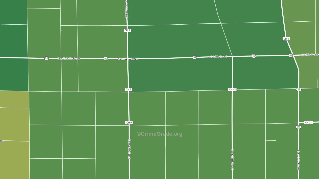Prairie Center, IL Map of Vehicle Theft Rates