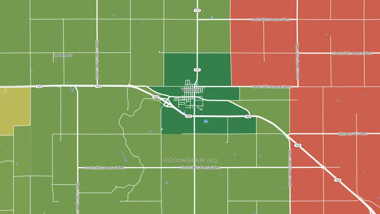 Prairie City, IA Map of Vehicle Theft Rates