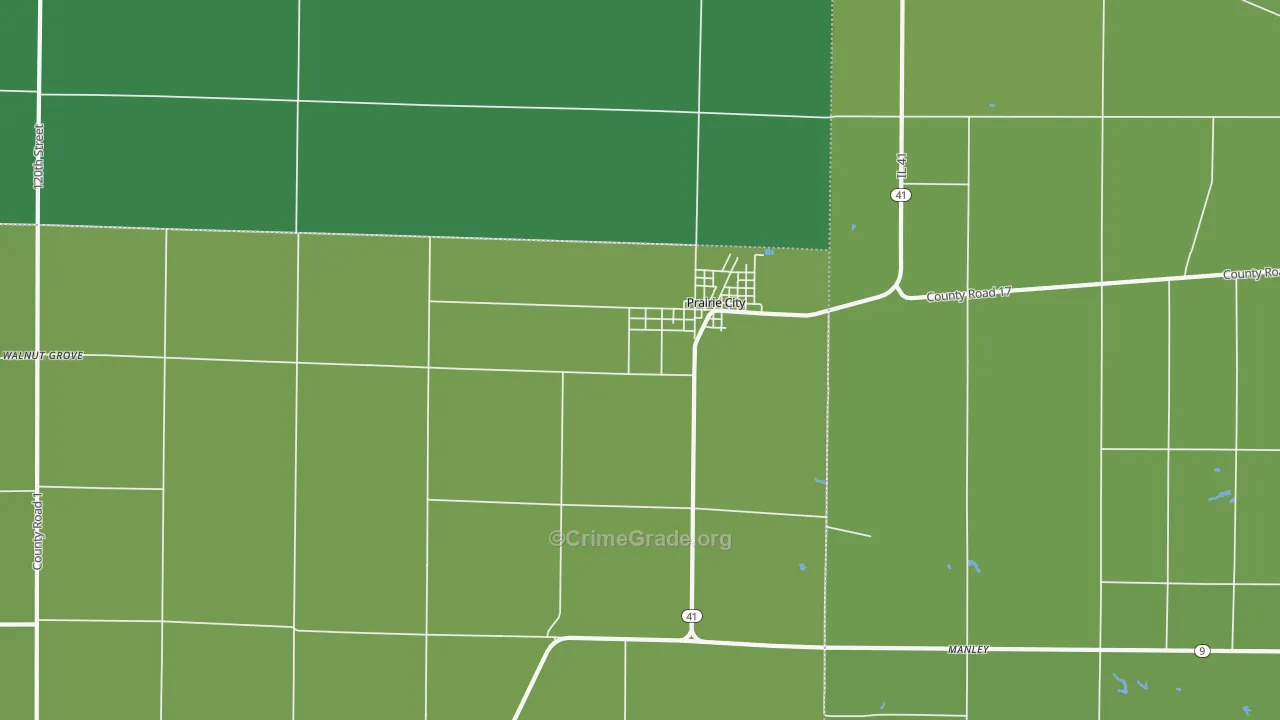 Prairie City, IL Map of Vehicle Theft Rates