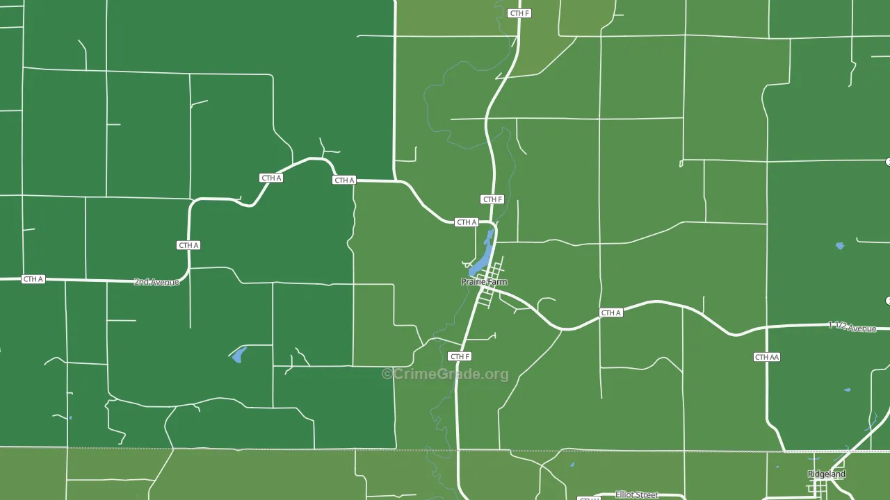 Prairie Farm, WI Map of Vehicle Theft Rates