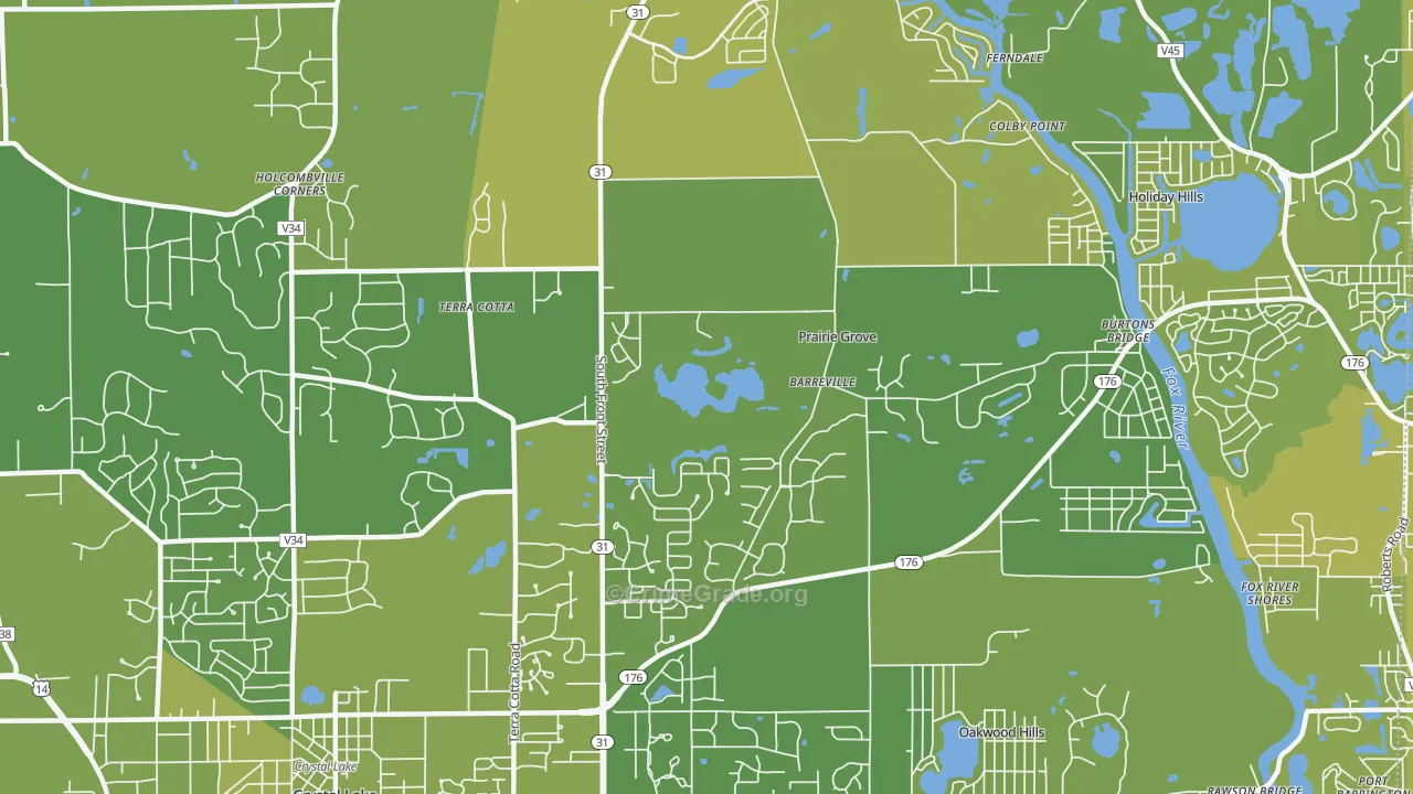 Prairie Grove, IL Map of Vehicle Theft Rates