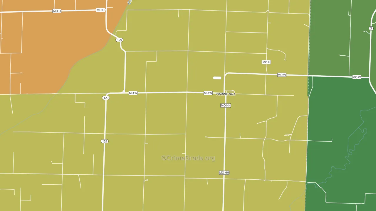 Prairie Hill, MO Map of Vehicle Theft Rates