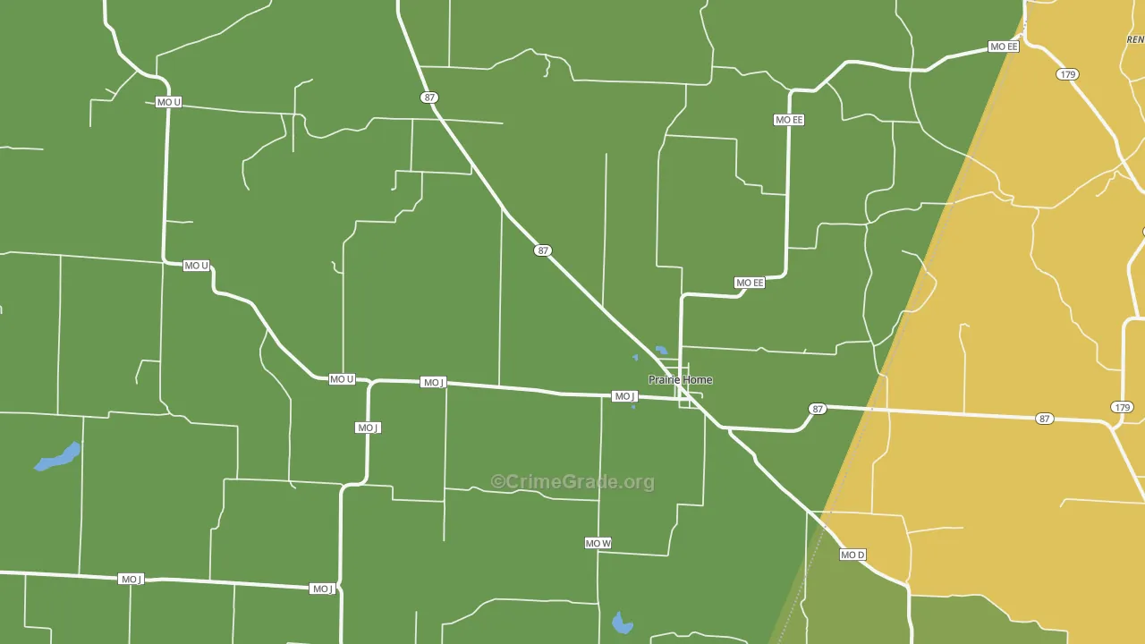 Prairie Home, MO Map of Vehicle Theft Rates