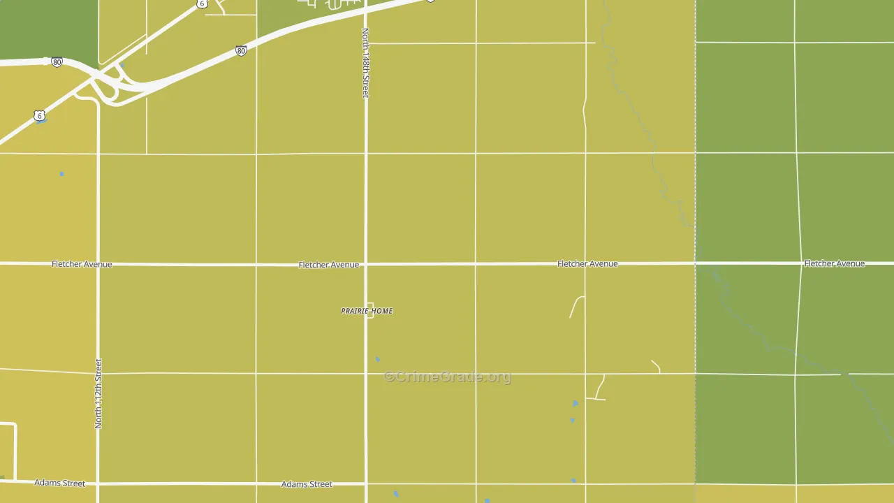 Prairie Home, NE Map of Vehicle Theft Rates