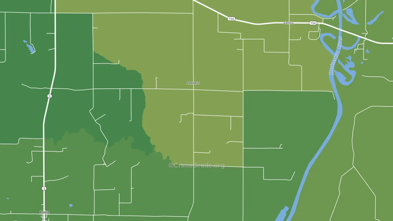 Prairie, IL Map of Vehicle Theft Rates