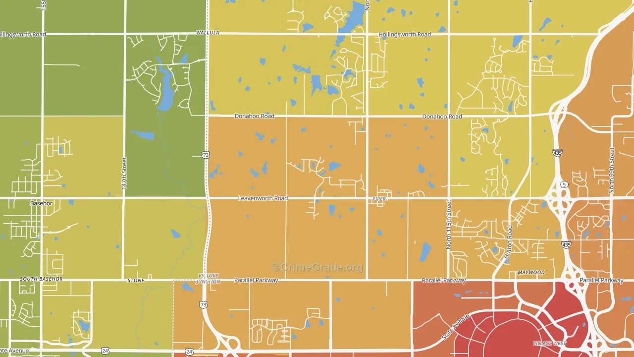 Prairie-Piper-KC-KS, Kansas City, KS Map of Vehicle Theft Rates