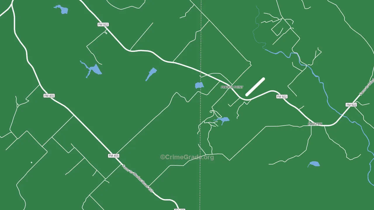 Prairie Point, TX Map of Vehicle Theft Rates