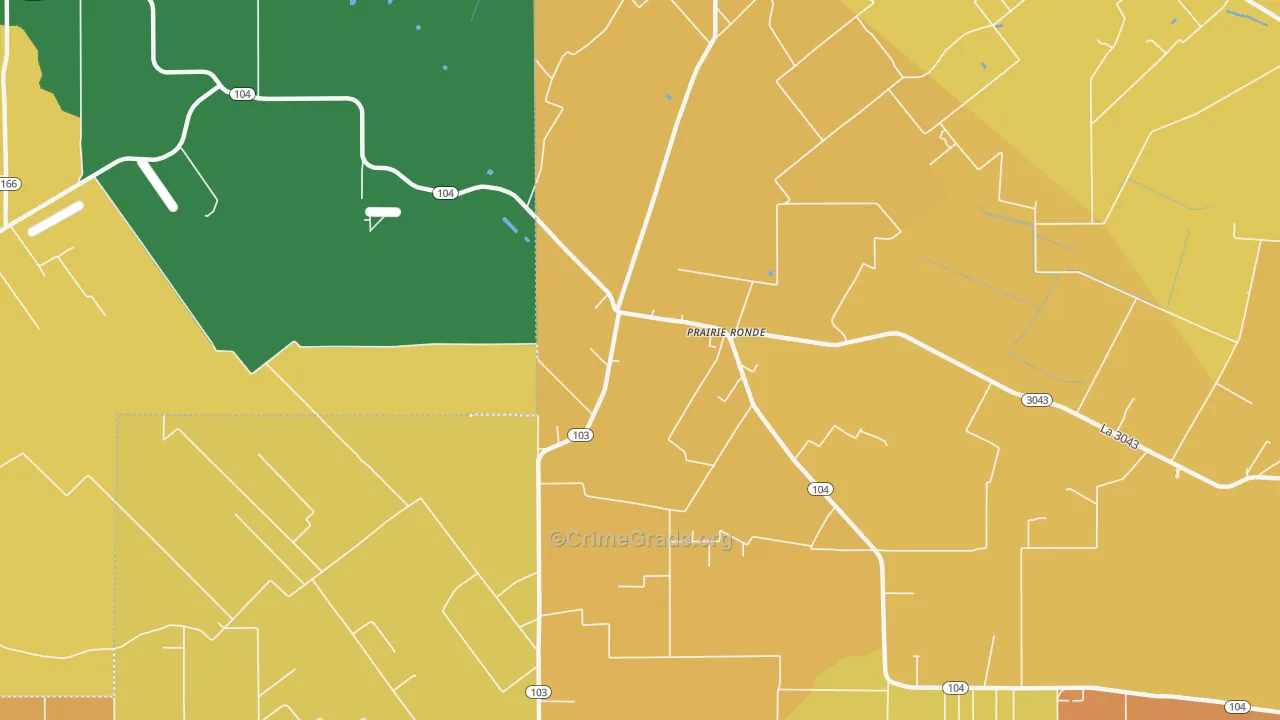 Prairie Ronde, LA Map of Vehicle Theft Rates