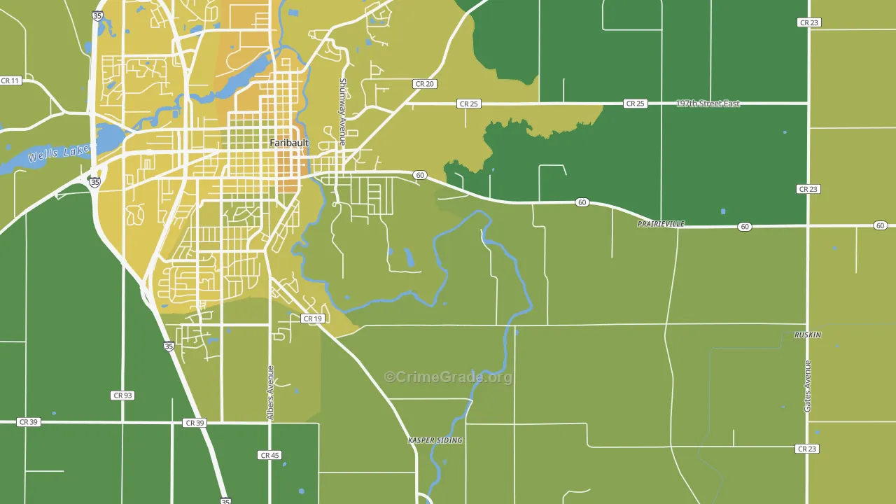 Prairieville, MN Map of Vehicle Theft Rates