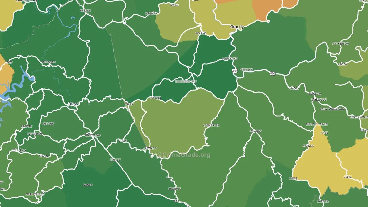 Prater, VA Map of Vehicle Theft Rates