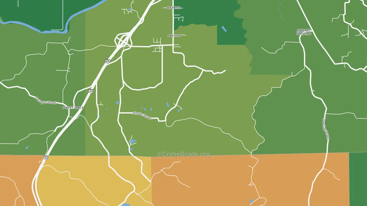 Prather, IN Map of Vehicle Theft Rates