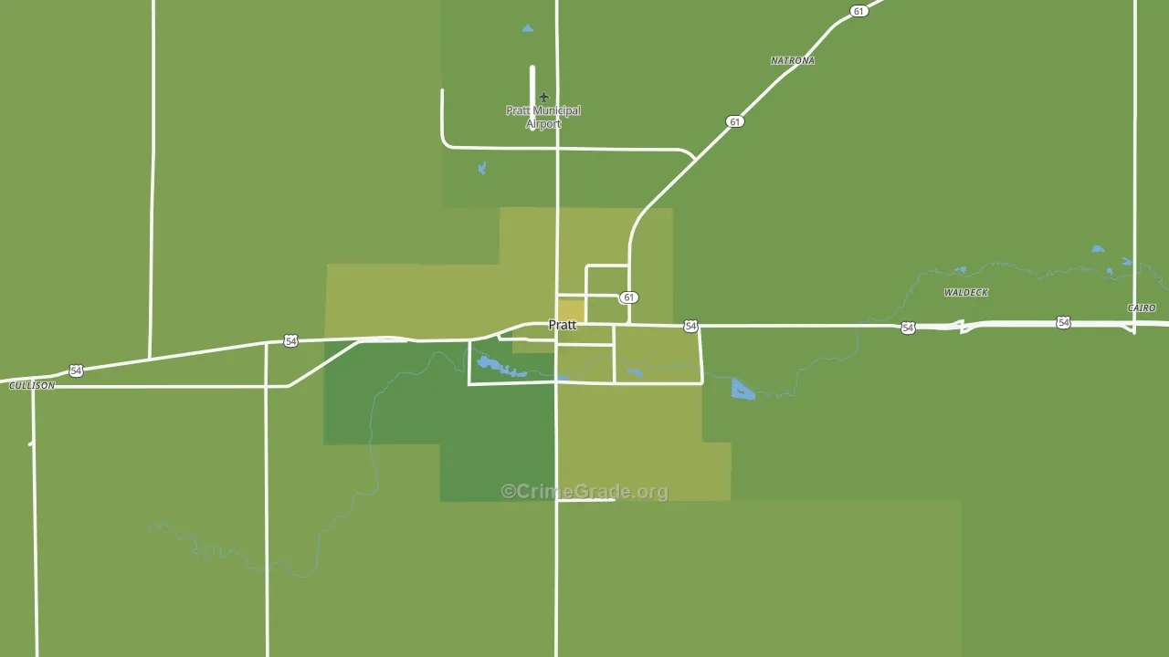 Pratt County, KS Map of Vehicle Theft Rates