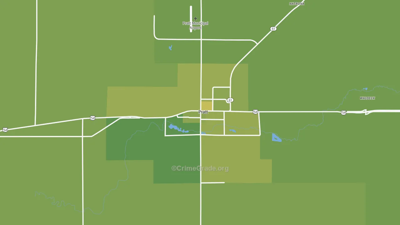 Pratt, KS Map of Vehicle Theft Rates