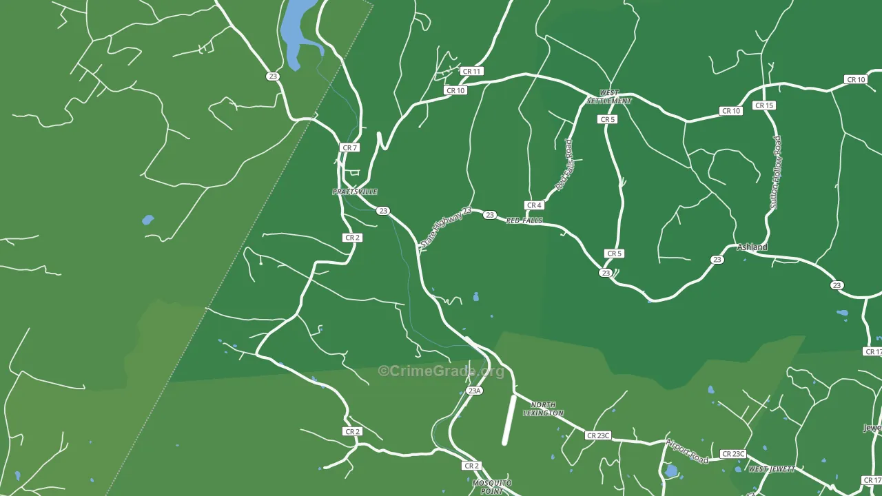 Prattsville, NY Map of Vehicle Theft Rates
