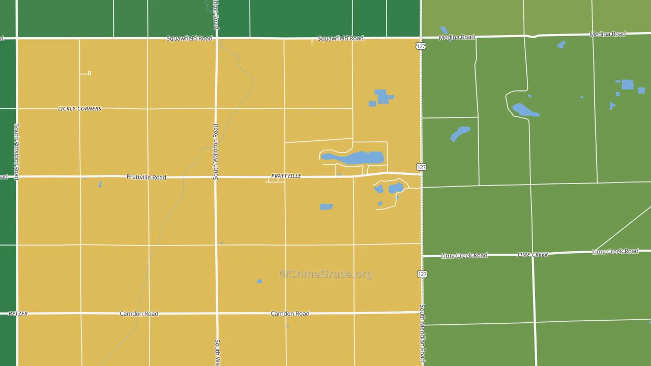 Prattville, MI Map of Vehicle Theft Rates