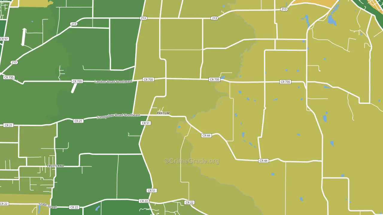 Pratum, OR Map of Vehicle Theft Rates