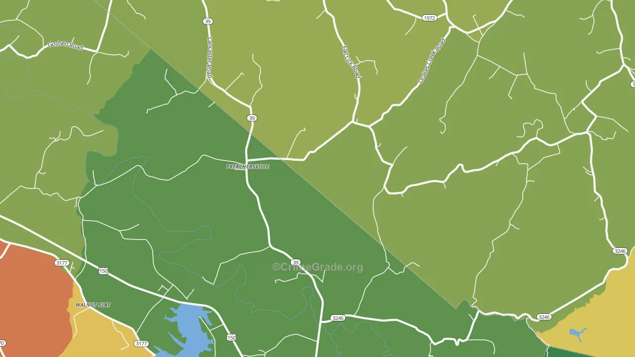 Preachersville, KY Map of Vehicle Theft Rates